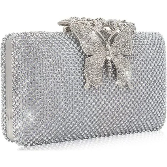 NEW Sparkling Bling Swarovski Crystal Rhinestone Clutch Butterfly Purse … - Picture 1 of 13